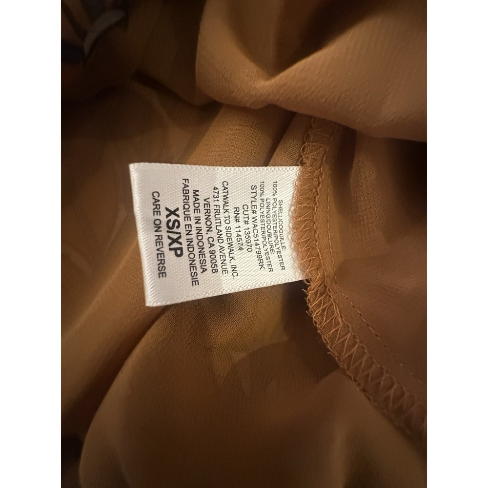 NORDSTROM Pleione Blouse Size XS Top Bubble Hem Caramel Iris Print SHIRT CAREER - Picture 9 of 9